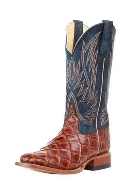 Horsepower Boots Kids Cognac Filet of Fish Seas Turquoise Top Cowboy Boots